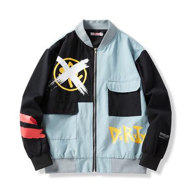 China Autumn Fashion Harajuku Stand Collar Hip Hop Spring Bomber Jacket Men Streetwear Zipper Color Block Jacket Unisex Jackets QUICK DRY for sale