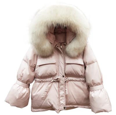 China 2021 Winter Waterproof Natural Raccoon Fox Fur Hooded Down Coat Women Waterproof White Duck Down Jacket Puffer Female Feather Parkas for sale