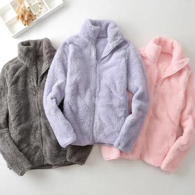 China Coral Fleece Jacket Autumn Winter Breathable Plush Fleece Thick Outdoor Coat Women Warm Soft Fleece Jacket for sale