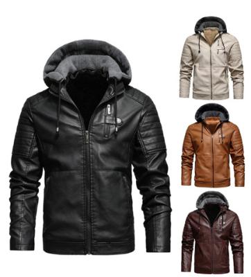 China Slim Men's Leather Jacket Coat 3XL Winter Motorcycle PU Leahter Stand Jacket Male Casual Windproof Collar Anorak for sale