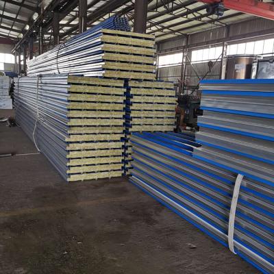 China Roof/Wall/House/Warehouse/Prefab Workshop/Rock Wool ect Colored Sandwich Tile For Steel Structure Building for sale