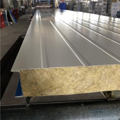 China Prefab Chinese Cheap Color Rock Wool Roof/Wall Sandwich Panel/Rock Wool Steel Sandwich Panels For House/Warehouse/Workshop/ect for sale