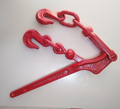 China Lifting Pads Drop Forged Red Painted Lever Type Chain Load Binder With Grab Hook for sale