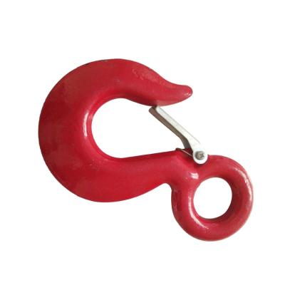 China Heavy Industry Chain Hoist Safety Hook Drop Forged Eye Hoist Hook With Latch H-320 HOOK for sale