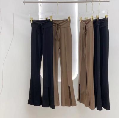 China Anti-static Korean women's high waist thin personality split straight pants pants new design casual sense for sale