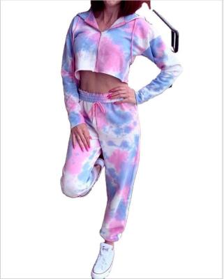 China Sustainable Rainbow Tie Dye Hoodie Pullover Sweatsuit Tracksuit for sale