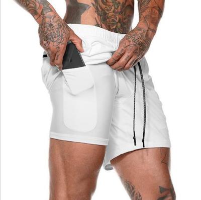 China QUICK DRY Men's 2 In 1Running Safety Leisure Quick Dry Sport Shorts Integrated Hips Zipper Pockets for sale