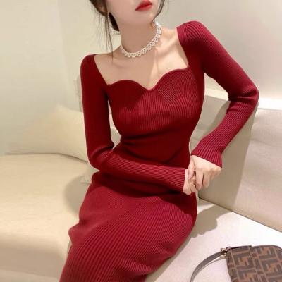 China Anti-static knit even the new year hold temperament in the long thin knee-length sweater skirt women dress for sale