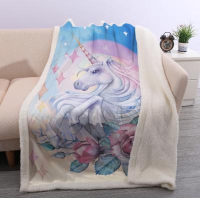 China Wholesale Warm Thick Sustainable Soft Double Unicorn Blankets Custom Blanket for sale