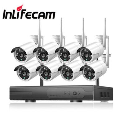 China 8PCS Wireless Cam Security System Kit Infrared Night Vision 1080P 8CH WIFI IP Bullet Camera NVR CCTV Remote Viewing for sale