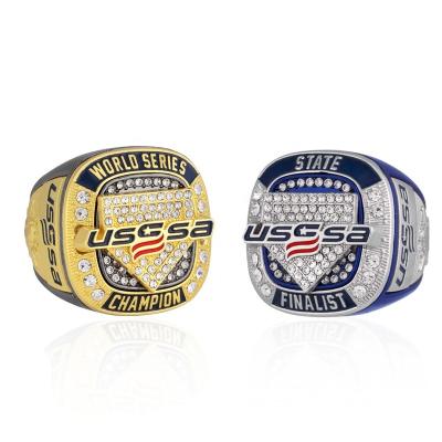 China Cheap Custom Silver Hiphop Alloy Usssa Youth Baseball Championship Rings Gold Plating Rings For Men Tournament Sports Jewelry for sale