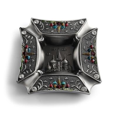 China Factory Logo Luxury Design Antique Metal Cheap Custom Metal Ashtray 3D Carving Ashtray for sale