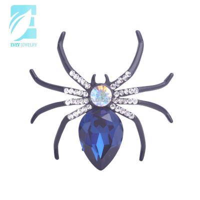 China Enamel Pin Enamel Crystal Rhinestone Halloween Spider Fashion Jewelry Brooch for sale