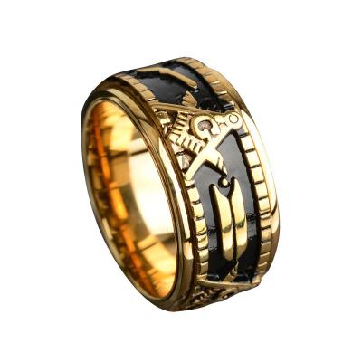 China Rotatable Stainless Steel Spinner Ring Jewelry Masonic Seal Titanium Masonic Rings for sale