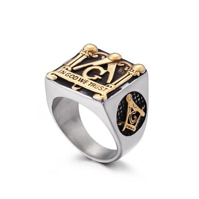 China Stainless Steel Religious Classic Tarnish Free Square Ring Mens Signet Rings Jewelry for sale