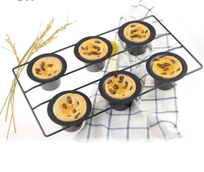 China Modern Non-Stick Cupcake Pan 6-Cavity Yorkshire Tank Cake Pan Bakeware for Oven Baking for sale