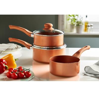 China Mordern Nonstick Copper Saucepan Set With Lid Ceramic Nonstick Saucepan Set for sale