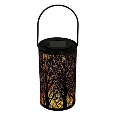 China Solar Garden Iron Lantern Led Lights Garden Outdoor Waterproof Decorative Spotlight Lamp Tree Hanging Design for sale