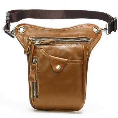 China Travel Factory Price Brown Waist Thigh Leg Bag Leather High End Motorcycle for sale