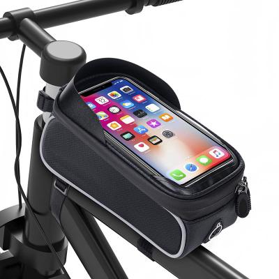 China Durable Bike Phone Bag Front Frame Bag Waterproof Bicycle Top Tube Frame Bag Bike Phone Mount Recycling Pack With Touch Screen for sale