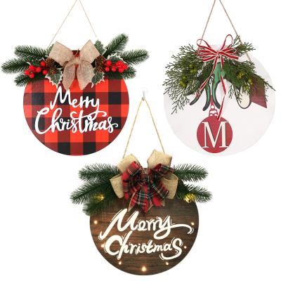 China Christamas Home Decoration Christmas List Door Ornaments Letters Christmas Decorations Light Wooden Door List for sale