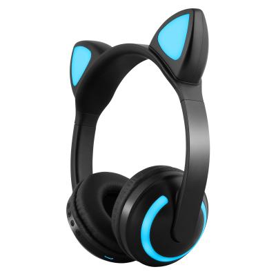 China Cute Girl Cat Ears Wireless Headphones For Headband Light Stereo Music Over Ear Noise Canceling Earphone for sale