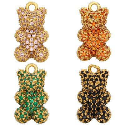 China Hiphop Fashion Bear Full Diamond Bear Zircon Pendant Jewelry Accessories Diy Pendant Necklace For Women for sale