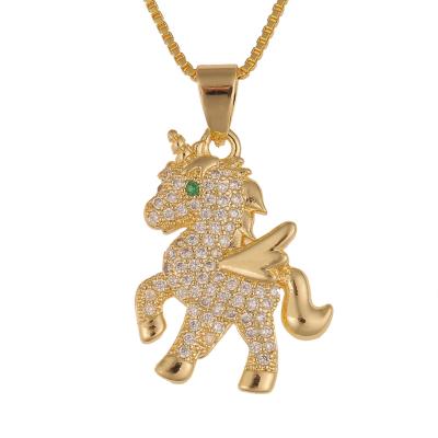 China Fashionable Hiphop Personality Necklace Jewelry Cute Pony Pendant Zircon Women Necklace Box Chain for sale