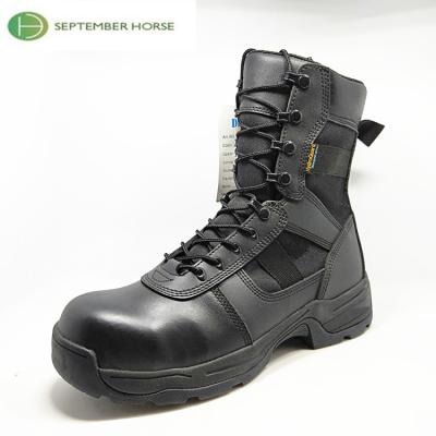 China Protective/Waterproof/Lightweight Style Safety Black Leather Pilot Waterproof Military Boots for sale