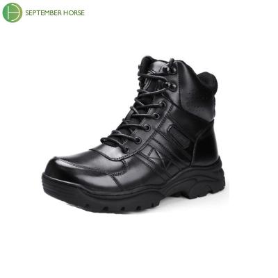 China Black Full Garin Work Boots Safety Shoes Army Shoes Leather Compound Police Boots Military Boots for sale