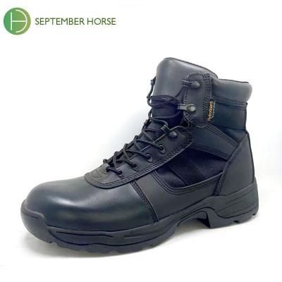 China Matte Black Genuine Leather Desert Combat Boots Military Army Leather Waterproof Boots for sale