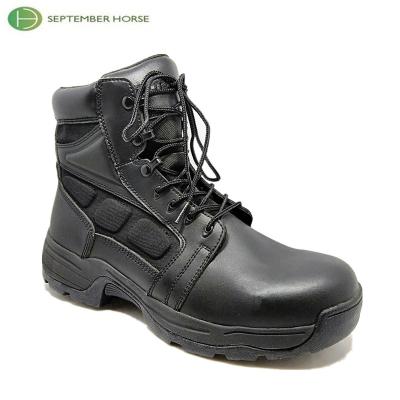 China Army Leather Black Leather Waterproof Military Tactical Combat Boots for sale