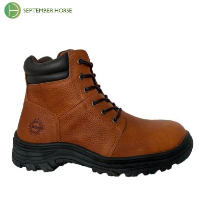 China Anti - Impact /Durable /Anti - Slip Waterproof Brown Safety Man Safety Leather Work Boots for sale