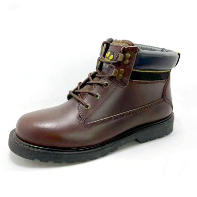 China Imported Steel Toe PU Genuine Leather Mid Cut Steel Toe Safety Working Shoes For Man for sale