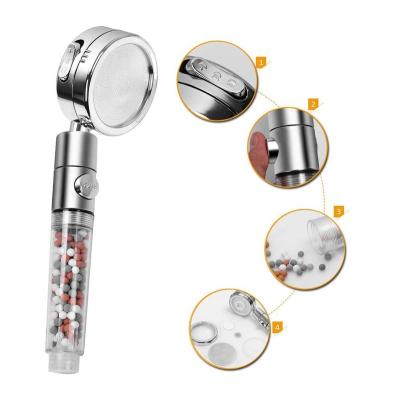 China Multi Function Water Saving High Pressure 360 ​​Degree ABS Ion Filter High Pressure Water Shower Head With Water OFF Key for sale