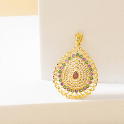 China RH600225 Fashion2022 Wholesale CLASSIC Dubai 24K Gold Plated Pendant Women's Zircon Bride Anniversary Jewelry Women Wedding Party Gift for sale