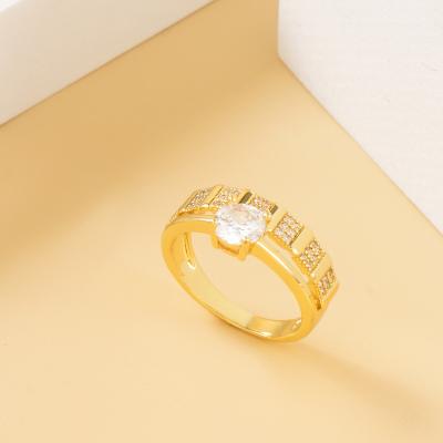 China Fashion RH300106 2022 Traditional Fashion Factory Supply Dubai Jewelry Cute Zircon Ring Gold Plated Gift For Girl for sale