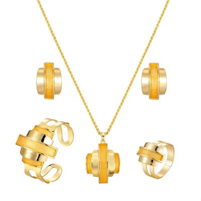 China TRENDY Fashion Jewelry Bracelet Ring and Necklace Sets Women Gold Plated Set High Quality African Jewelry Party Gift Jewelry for sale