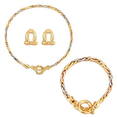 China RHNT306X 2021 fashion jewelry wholesale price TRENDY necklace set high-end TRENDY ladies gold jewelry set gift for sale