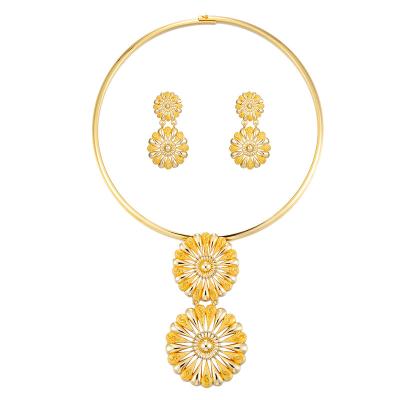 China RHST8444 Direct Selling FASHION Gold Plated Dangle Earrings and Necklace Set Round Earrings Dating Gifts for sale