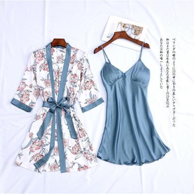 Κίνα YJC4005 Printed Real Ribbon Chest Pad Home Suspenders Pajamas Skirt Lace Vest Shorts Nightgown two-Piece Set For Women προς πώληση