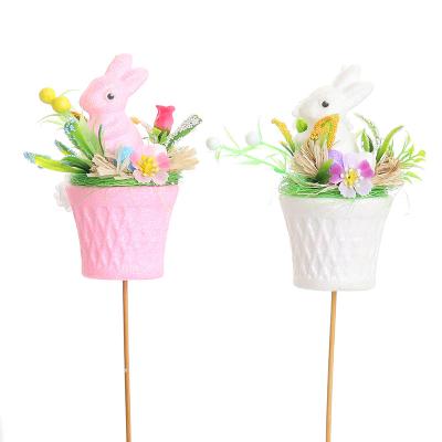 China Factory Wholesale Lovely Colorful Easter Bunny Dolls Toys Foam Flowerpots Ornaments Home Decorations for sale