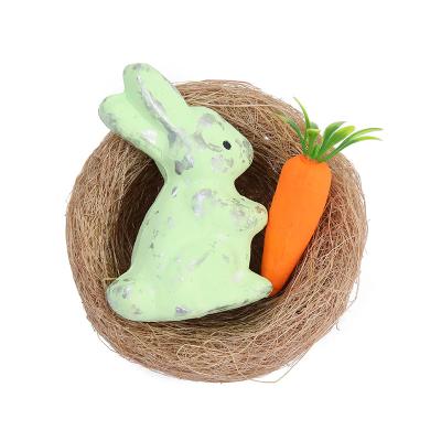 China Beautiful Easter Moss Rabbit Easter Set Colorful DIY Rabbit Ornaments Home Decorations for sale