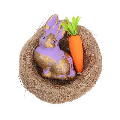 China Home Decorations Beautiful Easter Moss Rabbit Radish Ornament Colorful Rabbit Ornaments for sale