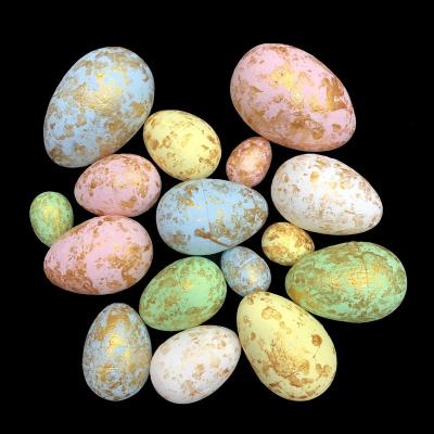 China Expandable Polystyrene Easter Supplies Decoration Party Multi-Specification Stage Foam Simulation Multi Style Colorful Bird Eggs Dipped Egg Eggs for sale