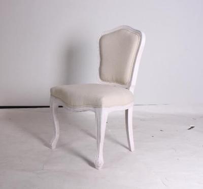 China French style wedding chair wood frame event chair with linen fabric rental wooden carved chair for sale