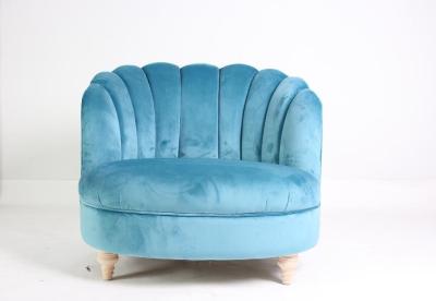 China Blue event fancy accent chair comfortable relax chair upholstery wooden chair with velvet fabric for sale