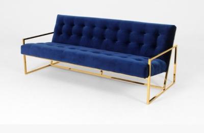 China Nice design wooden button velvet upholstery stainless steel frame long back sofa for sale