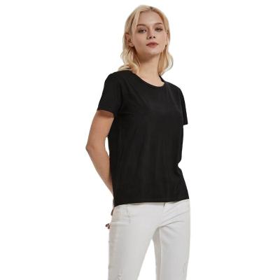 China Loose Anti-wrinkle Women's Basic Simple T-shirts High Quality Dry Fit Fiber Cotton Bamboo T-shirts Wholesale for sale