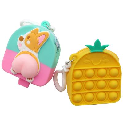 China Other Kids Surround Silicone Kids Color Bag Pastel New Toy Push Pouch Wallet Jumping Cartoon Coin Purse for sale